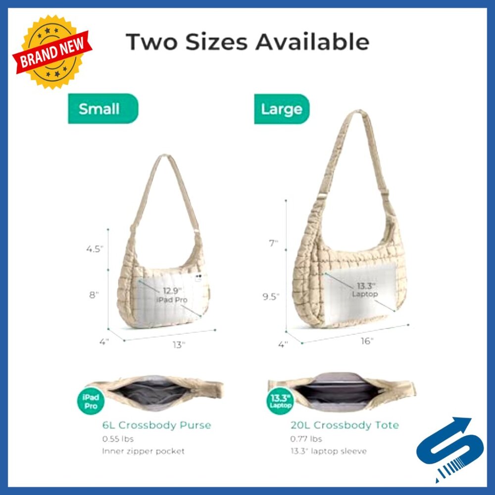 Quilted Crossbody Hobo Bag with Adjustable Strap, 20L Capacity - Picture 4 of 7